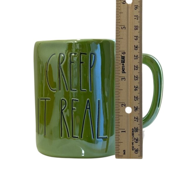 Rae Dunn Mug Cup "Creep It Real" Irredesent Green Halloween Party Ceramic New - Picture 5 of 6